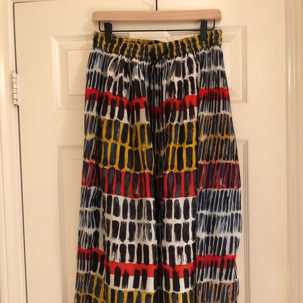 Anthropologie Silk Pleated Maxi Skirt (Medium)